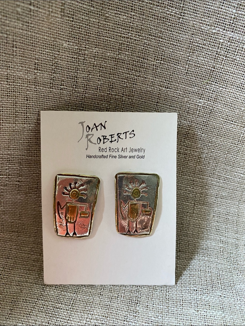 Two-Tone Sun Kokopelli Earrings - Gold & Silver